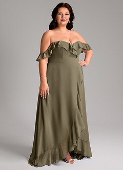 Azazie Lyra Bridesmaid Dresses Willow Green A-Line Chiffon Convertible Dress image13