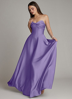 Azazie Meleena Bridesmaid Dresses Tahiti A-Line Strapless Stretch Satin Dress image5