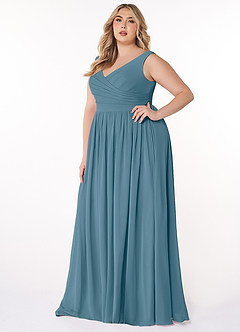 Azazie Keyla Bridesmaid Dresses Bermuda A-Line V-Neck Pleated Chiffon Dress image8