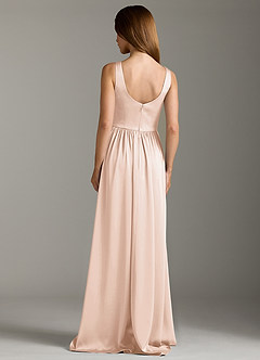 Azazie Keyla Bridesmaid Dresses Blushing Pink A-Line Pleated Stretch Satin Dress image2