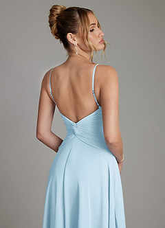Azazie Elita Bridesmaid Dresses Sky Blue A-Line Pleated Chiffon Dress image2