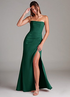 Azazie Leonis Bridesmaid Dresses Emerald Sheath Strapless Chiffon Convertible Dress image1