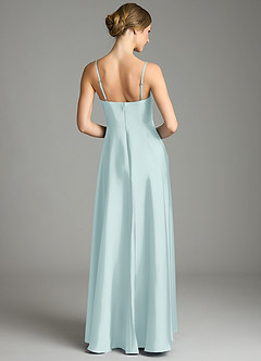 Azazie Elle Bridesmaid Dresses Mist A-Line Pleated Stretch Satin Dress image5