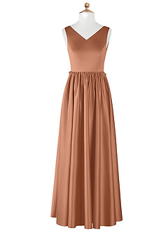 Azazie Hathaway Junior Bronzer A-Line Bow Stretch Satin Dress image7