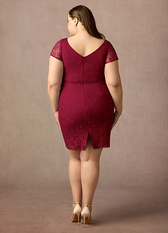 Azazie Lucilia Final Sale Black Sheath Lace Dress image8