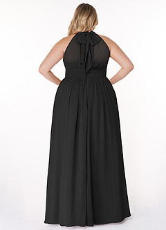 Azazie Iman Bridesmaid Dresses Black A-Line A-Line Ruched Chiffon Dress image2