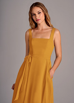 Azazie Deb Bridesmaid Dresses Butterscotch A-Line with Pockets Chiffon Convertible Dress image2