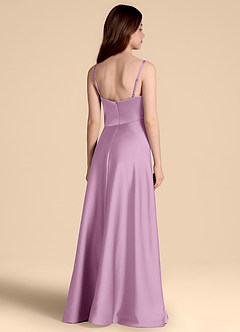 Azazie Prisha Junior Linia A Pofałdowany Satyna elastyczna Długość podłogi Młodsza druhna Sukienka image2