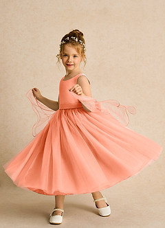 Azazie Pear vestidos de niña de las flores Vestido de Atardecer de Tul de Princesa con Lazo image2