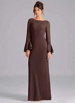 Azazie Leone Vente Finale Robe Sirène en Mousseline de soie Corset Cabernet image5