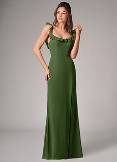 Azazie Callie Brautjungfernkleider Wandelbar Meerjungfrau-Linie Seitliche Cut-Outs Chiffon Kleid Olivgrün image3