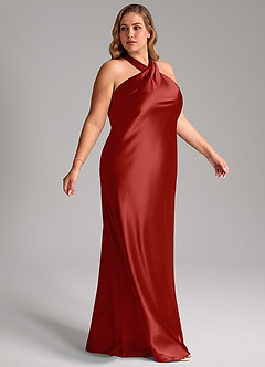 Azazie Doretta Vestidos de damas de honor Vestido de Óxido de Satén Metálico de Corte Sirena con Lazo image10