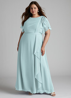Azazie Aaliyah vestidos de dama de honor modestos Vestido de Corte En A Plisado Scoop Hasta el suelo Gasa image6
