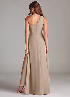 Azazie Brooke Bridesmaid Dresses Taupe A-Line One Shoulder Chiffon Dress image13