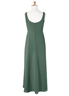 Azazie Renee Junior Abito A-Line in Chiffon Spacco Laterale Muschio Marino image6