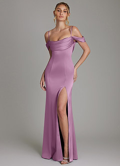 Azazie Nira Bridesmaid Dresses Wisteria Mermaid Corset Stretch Satin Dress image1