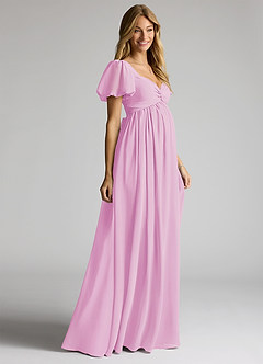 Azazie Madisynn Maternity Bridesmaid Dresses Bow Chiffon Floor-Length Dress image3