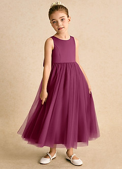 Azazie Solia Abiti da Ragazza di Fiori Abito Principessa in Tulle Fiocco Gelso image4
