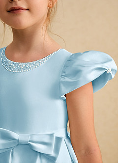 Azazie Pearl Blumenmädchenkleider Ballkleid Plissee Matte Satin Kleid Himmelblau image6