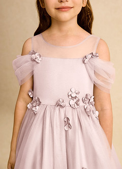 Azazie Juni Flower Girl Dresses Blushing Pink Ball-Gown Pleated Tulle Dress image9