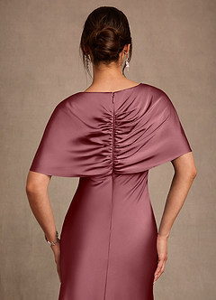 Azazie Dosia 신부의 어머니 드레스 쉬스 주름진 스트레치 새틴 플로어 길이 드레스 image5