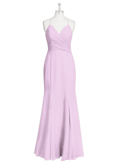 Azazie Carolina Bridesmaid Dresses Frosted Lilac Mermaid Ruched Chiffon Dress image6
