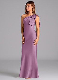 Azazie Yuanna Bridesmaid Dresses Wisteria Mermaid One Shoulder Stretch Satin Dress image4