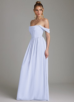 Azazie Caterina Brudepigekjoler En streg Korset Chiffon Gulv-længde Kjole image9