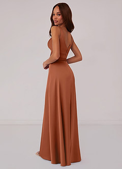 Barbie ♥ Azazie Final Sale Barbie Pink A-Line Bow Stretch Satin Dress image2