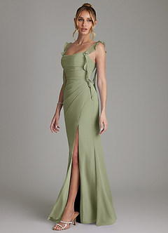 Azazie Jessamine Bridesmaid Dresses Pistachio Mermaid Corset Chiffon Dress image5