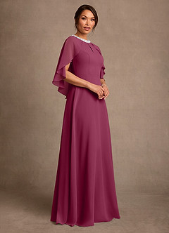 Azazie Winnifred Kleider für die Brautmutter A-Linie Mit Perlen Chiffon Kleid Maulbeerrot image2