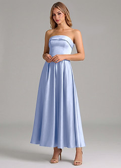 Azazie Lucienne Suknie dla druhen Linia A Pofałdowany Satyna elastyczna Długość kostki Sukienka image4