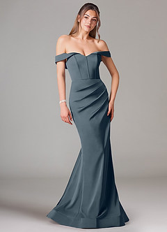 Azazie Everly Bridesmaid Dresses Twilight Mermaid Off the Shoulder Stretch Satin Convertible Dress image1