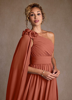 Azazie Lancaster Kleider für die Brautmutter A-Linie One-Shoulder Chiffon Kleid Lehm image4