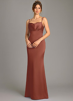 Azazie Reverie Brautjungfernkleider Meerjungfrau-Linie Korsett Stretch-Satin Kleid Rotbraun image2
