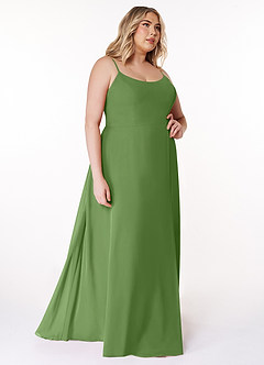 Azazie Moira Bridesmaid Dresses Basil A-Line Scoop Chiffon Dress image11