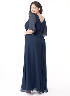 Azazie Cierra Bridesmaid Dresses Dark Navy A-Line V-Neck Chiffon Dress image12