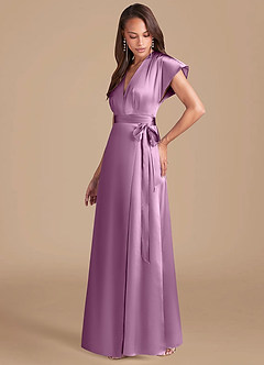 Azazie Nico Robes de demoiselle d'honneur Robe Trapèze en Satiné métallisé Plissée Glycine image3