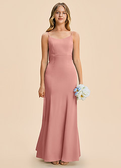 Azazie Lioren Junior Rosette Sheath Bow Stretch Satin Dress image5