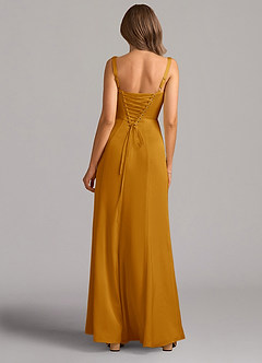 Azazie Amaris Bridesmaid Dresses Butterscotch A-Line Corset Stretch Satin Dress image3