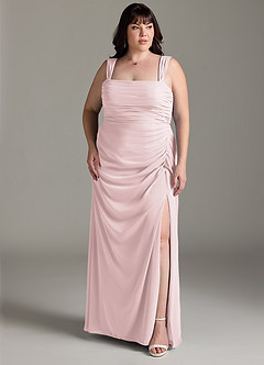 Azazie Jesaphine Bridesmaid Dresses Blushing Pink Sheath Bow Chiffon Dress image8