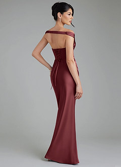 Azazie Stella Bridesmaid Dresses Merlot Sheath Corset Stretch Satin Convertible Dress image3