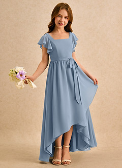 Azazie Milly Girls Formal Abiti da Ragazza di Fiori Abito A-Line in Chiffon Plissettato Blu Polveroso image1