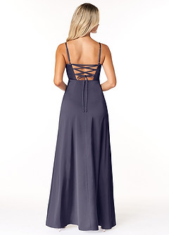 Azazie Marchella Bridesmaid Dresses Stormy A-Line Corset Stretch Satin Dress image2