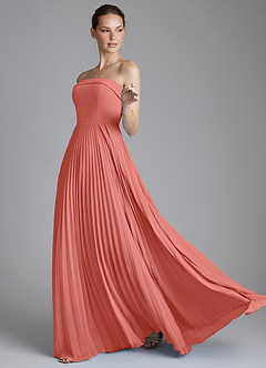 Azazie Mariana Bridesmaid Dresses Salmon Pink A-Line Strapless Chiffon Dress image6