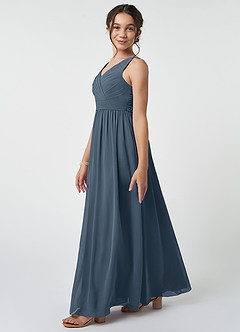 Azazie Kora Junior Neptune A-Line Pleated Chiffon Dress image3