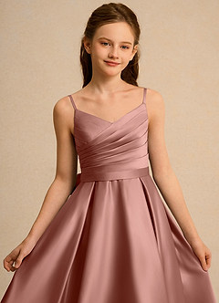 Azazie Sweets Girl Blumenmädchenkleider A-Linie Plissee Matte Satin Kleid Zedernrose image6