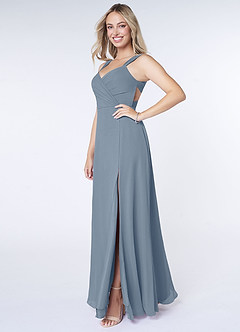 Azazie Nahrin Final Sale Twilight A-Line V-Neck Pleated Chiffon Dress image3