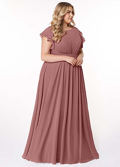Azazie Daphne Modest Bridesmaid Dresses A-Line Ruffled Chiffon Floor-Length Dress image10