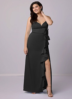 Barbie ♥ Azazie Bridesmaid Dresses Sheath Bow Stretch Satin Floor-Length Dress image9